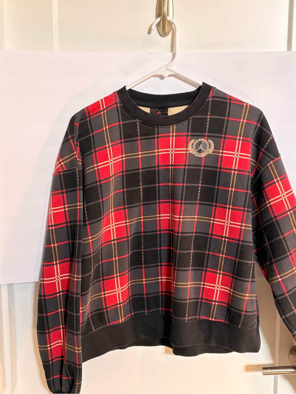 Jordan Red & Black Plaid Crewneck Sweater